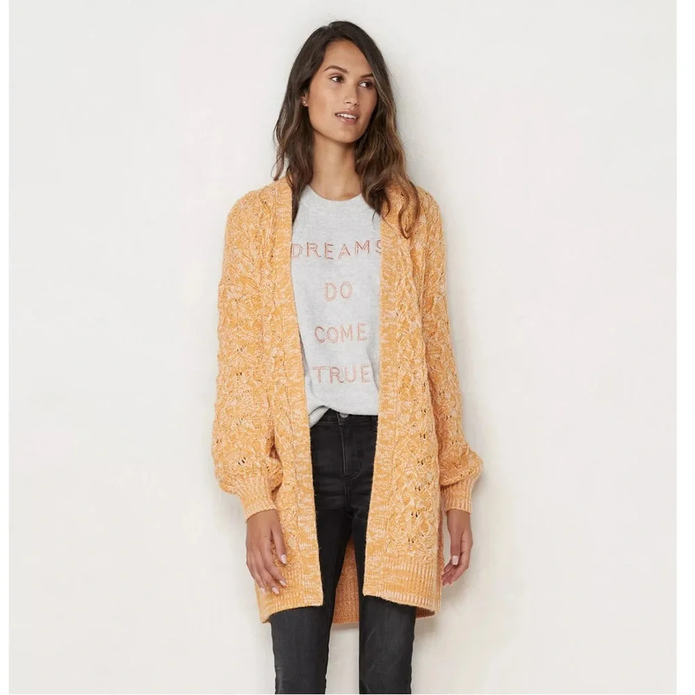 Lauren Conrad Orange Knitted Long Cardigan